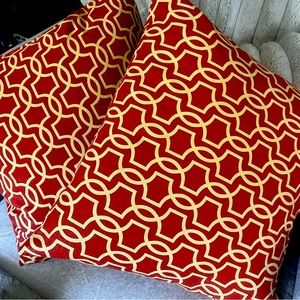 Pottery Barn lattice pattern down feather pillows approx 17” across top